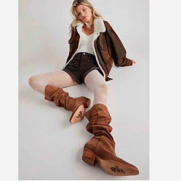 Free People suede tan Over the Knee Boots with Classic Silhouette - Picture 1 of 11